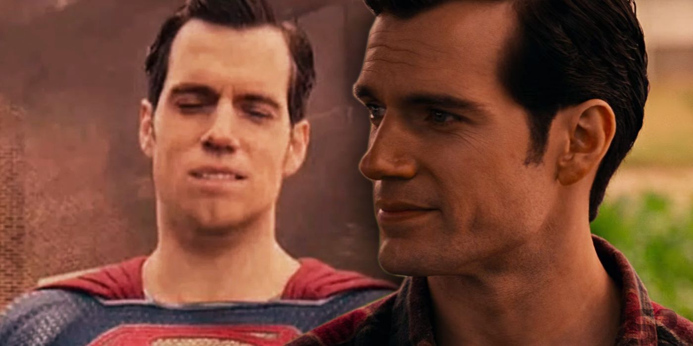 Henry Cavill como Superman em Liga da Justiça com e sem bigode