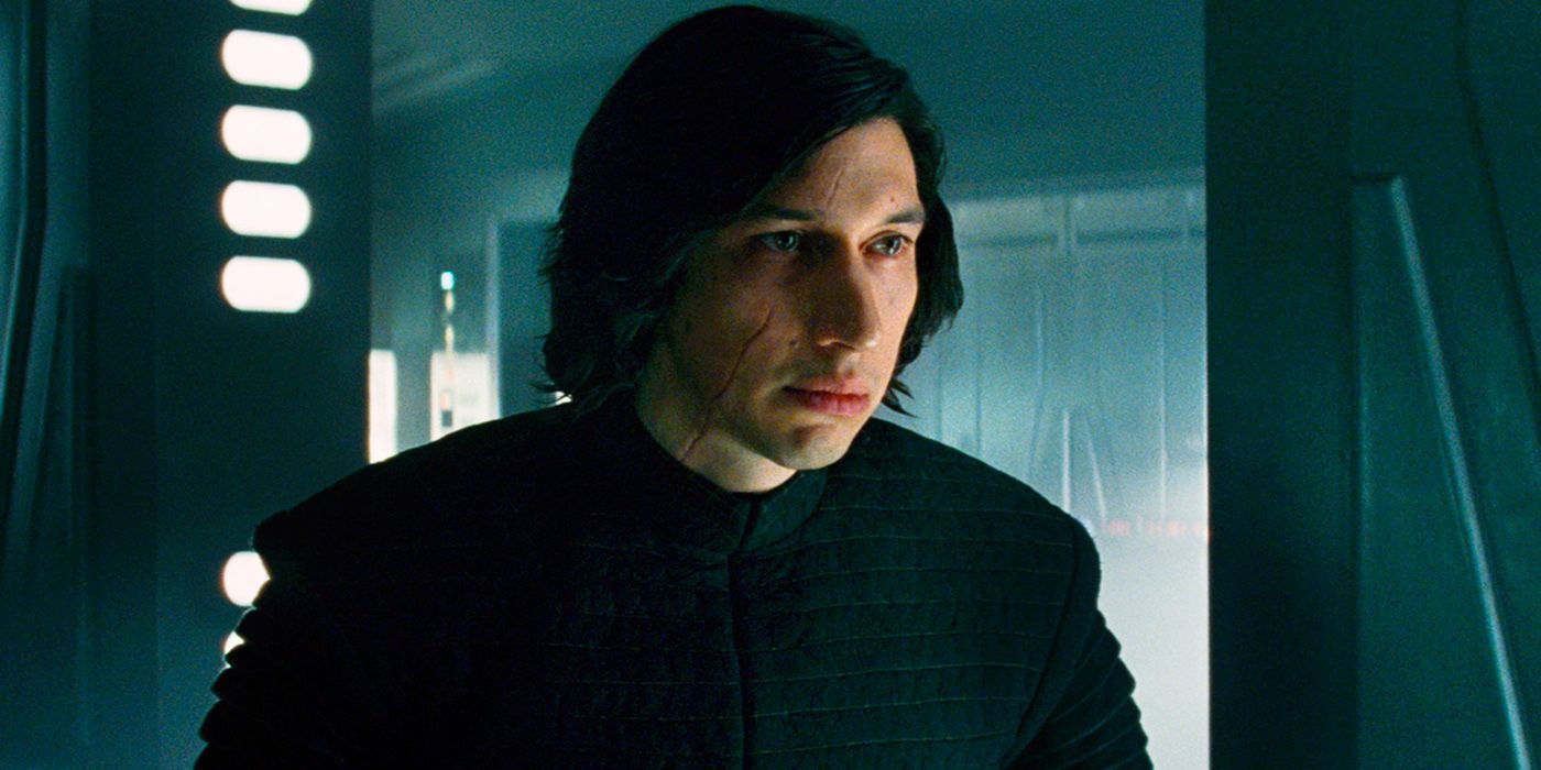 Kylo Ren unmasked and looking on