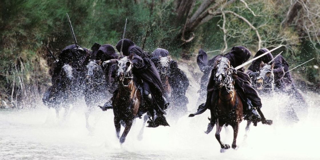 The Ringwraiths at Bruinen in Lord of the Rings