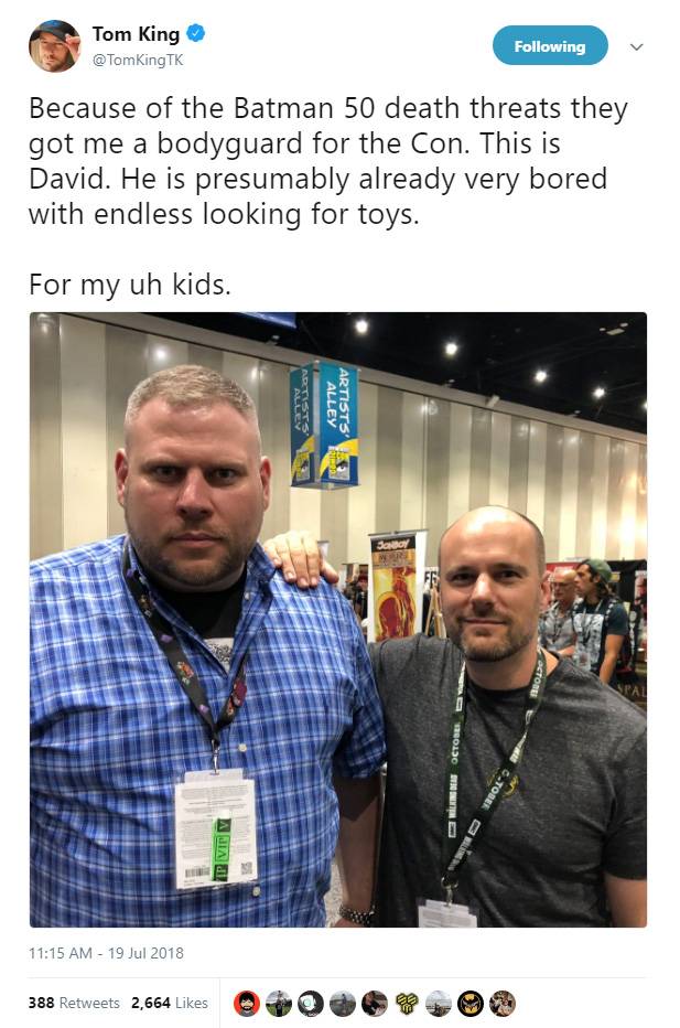 Batman #50 Writer Has A Bodyguard At Comic-Con Due To Threats