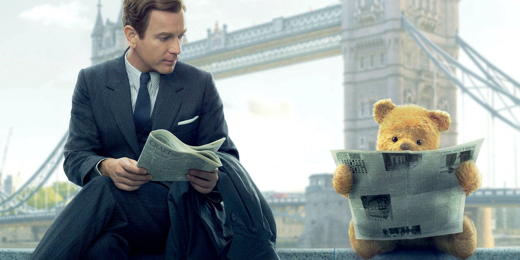 Ewan McGregor and Winnie the Pooh in Christopher Robin banner