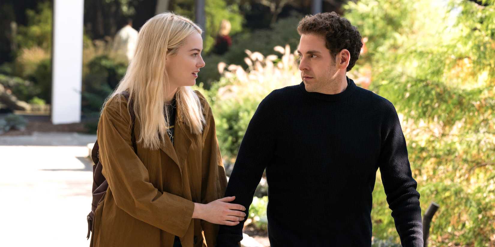 Annie (Emma Stone) looking at Owen (Jonah Hill) in Maniac