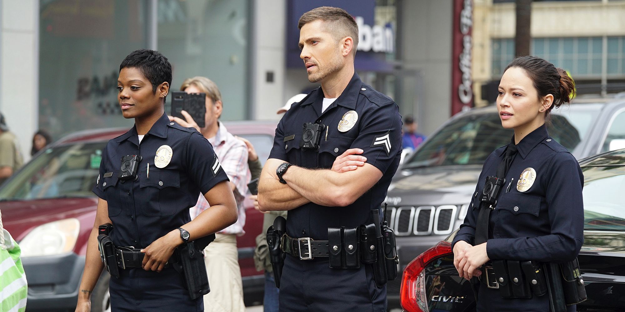 Afton Williamson Eric Winter and Melissa O'Neil in The Rookie ABC