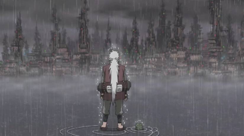 Jiraiya in front of Amegakure