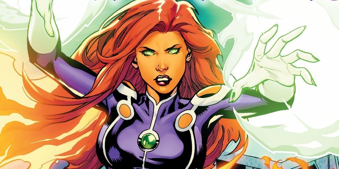 An image of Starfire looking serious in the DC Comics