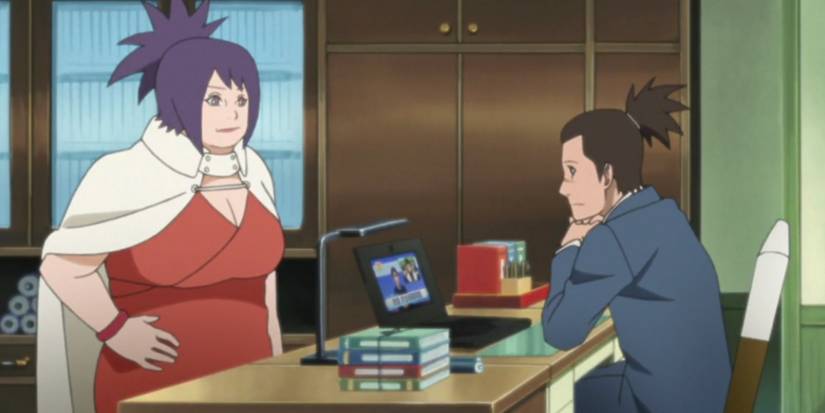 Anko speaks with Iruka in Boruto