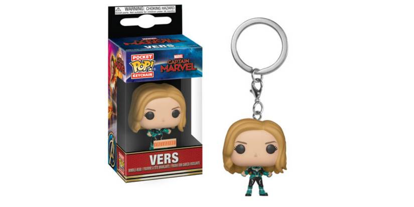 Funko POP! Keychain: Marvel - Captain Marvel Con Elmo – Portachiavi In Vinile Da Collezione, Altezza 4 Cm