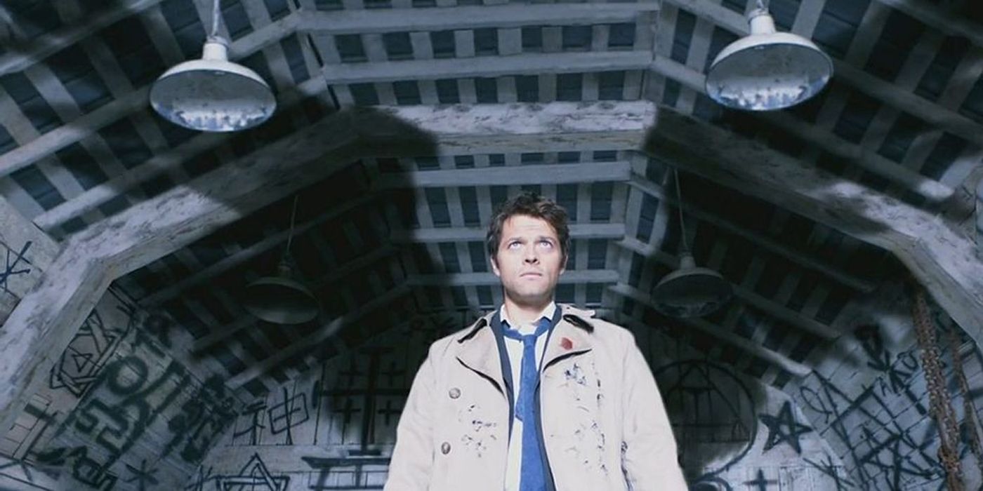 Castiel with his wings showing in Supernatural