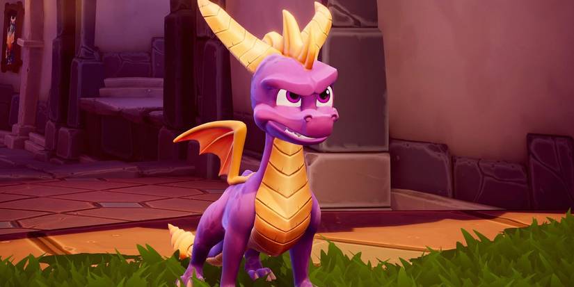 Spyro the Dragon looking determined at person off screen.
