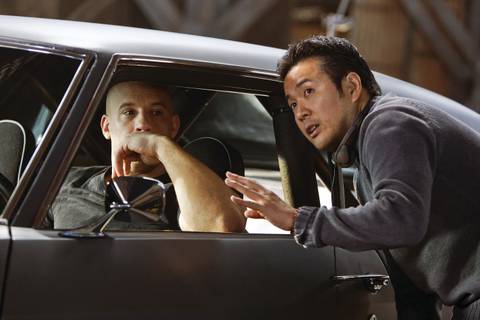 FAST & FURIOUS, (aka FAST AND FURIOUS), from left: Vin Diesel, director Justin Lin, on set, 2009. ©U