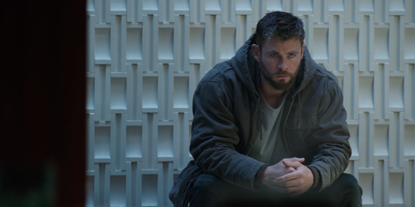 Chris Hemsworth as Thor looking sad in Avengers Endgame