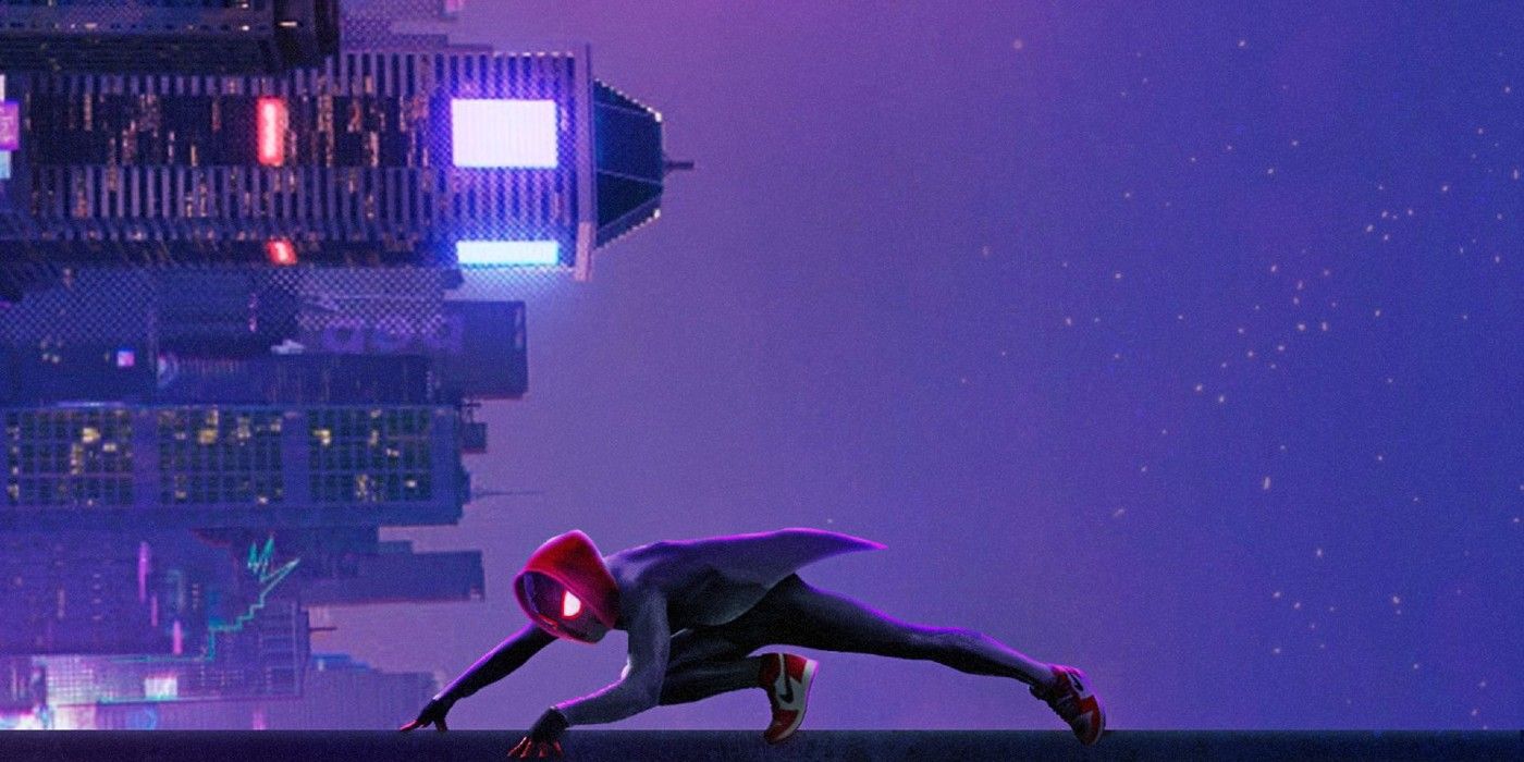 Miles Morales wall crawls in Into The Spider Verse