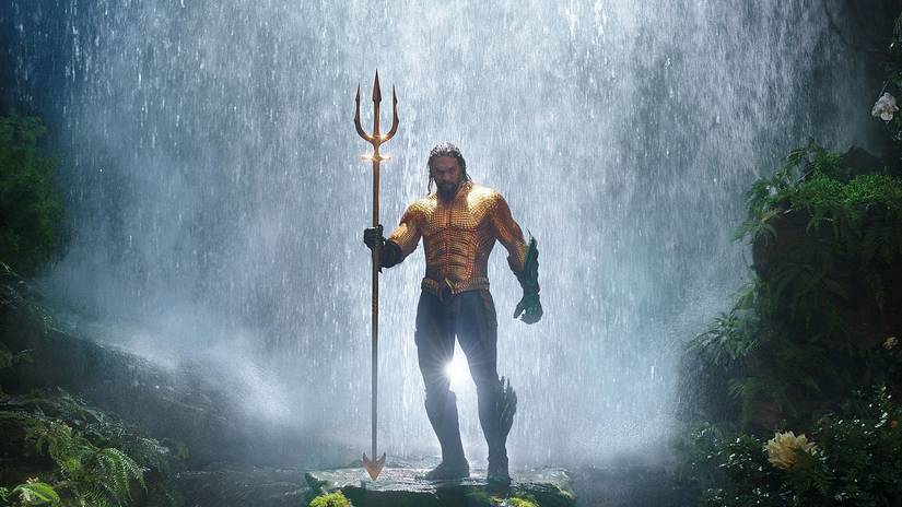 Aquaman in front of a waterfall in the DCU.