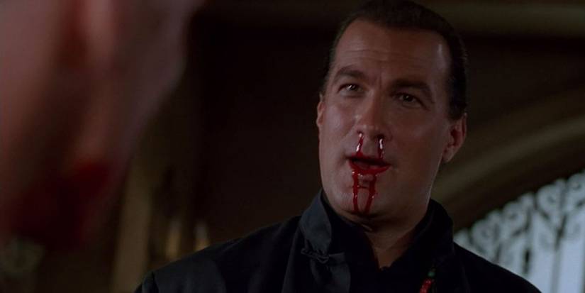 Steven Seagal as Jack bleeding from his nose in The Glimmer Man.