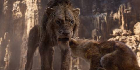 Scar growls at Simba in The Lion King 2019