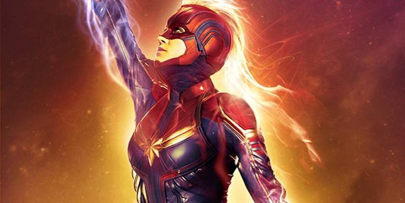 Captain Marvel flying.