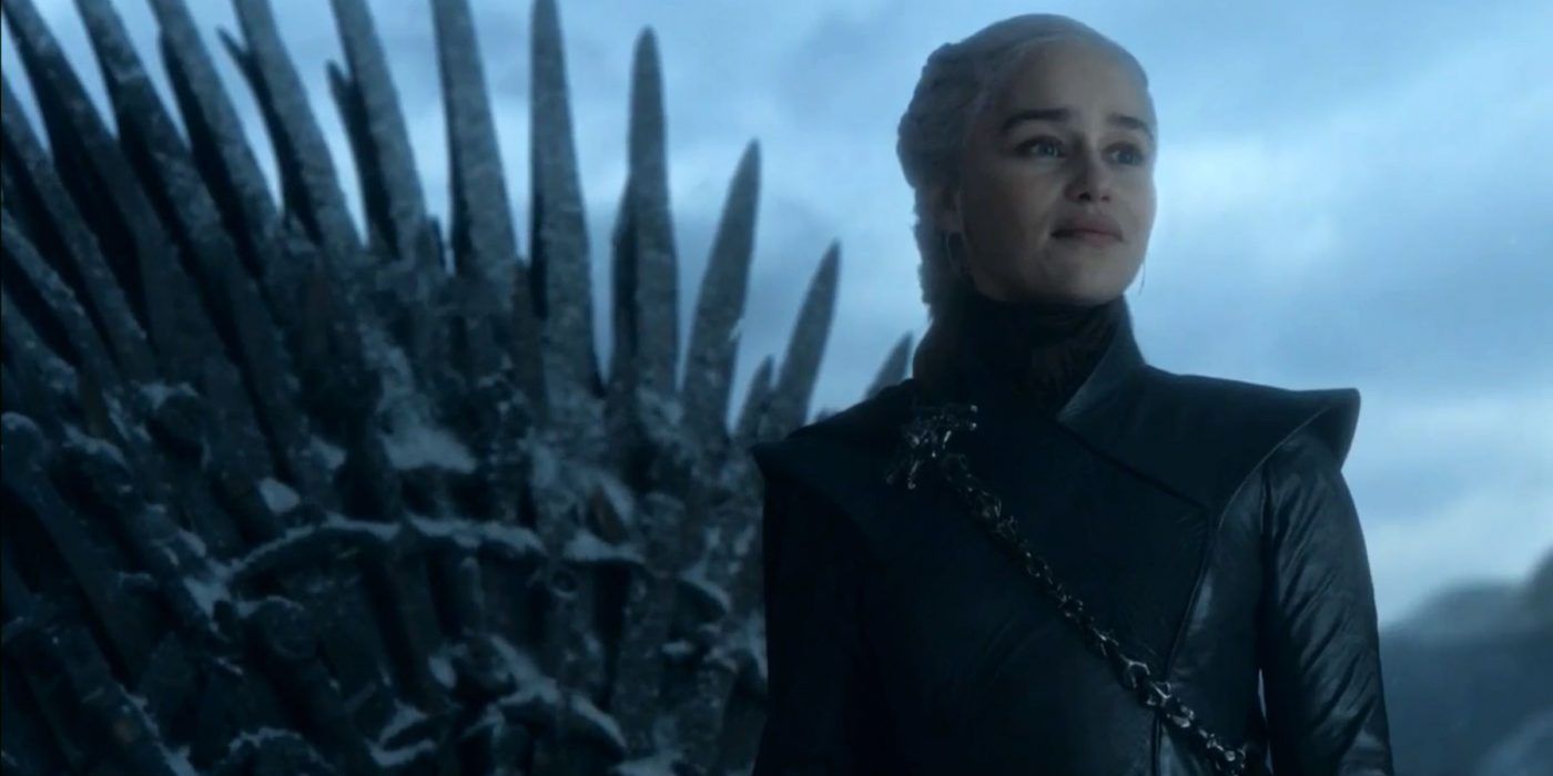 Daenerys stands in front of the Iron Throne in the Game of Thrones finale