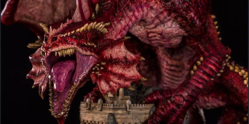 Image of a model of Klauth dragon from Dungeons & Dragons roaring