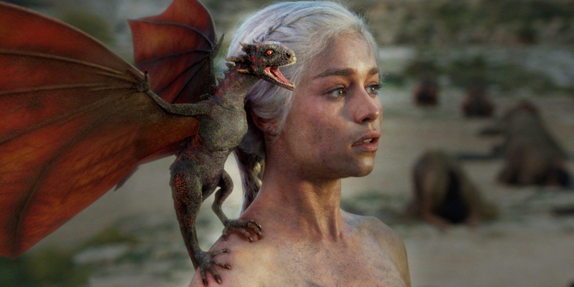 Daenerys and baby Drogon in Game of Thrones