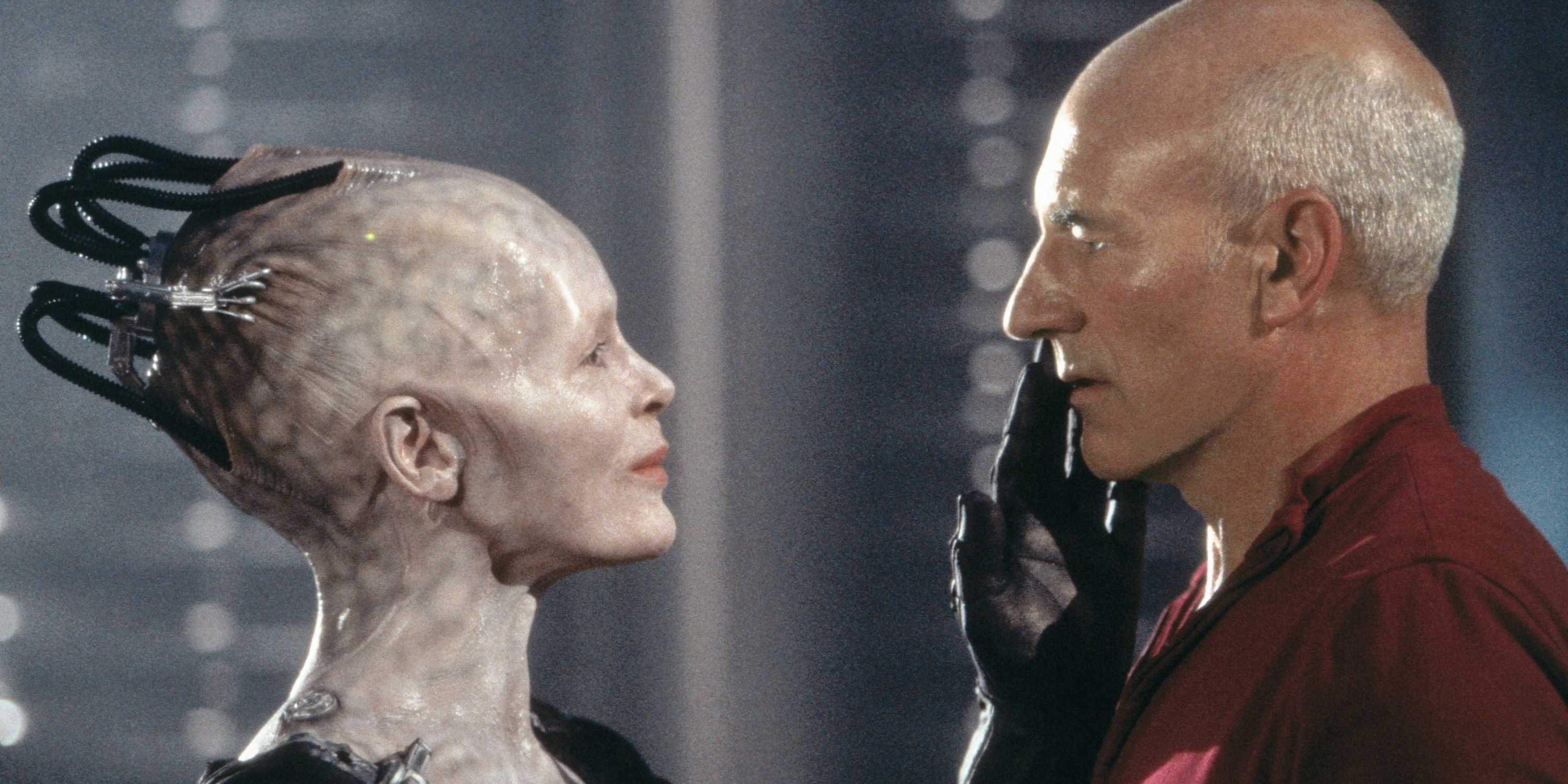 Alice Krige as Borg Queen and Patrick Stewart as Picard in Star Trek: First Contact
