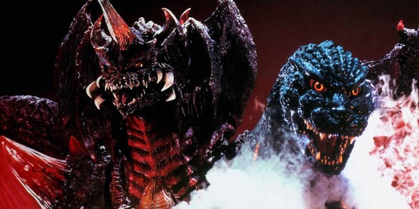 Destoroyah fights Godzilla in a cloud of smoke