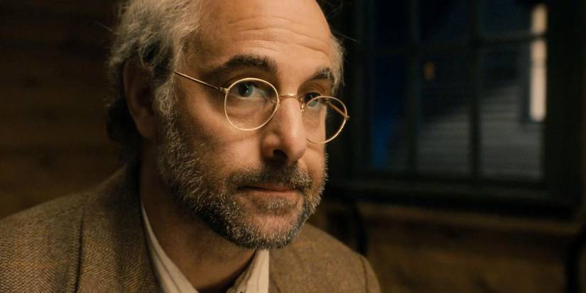 Stanley Tucci as Abraham Erskine talks to Steve Rogers in Captain America The First Avenger