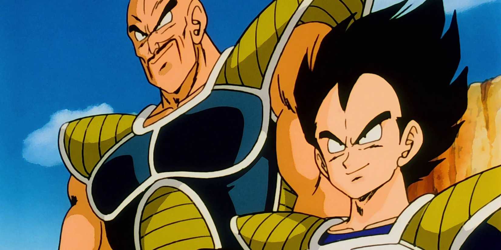 Vegeta and Nappa smiling menacingly in Dragon Ball Z.