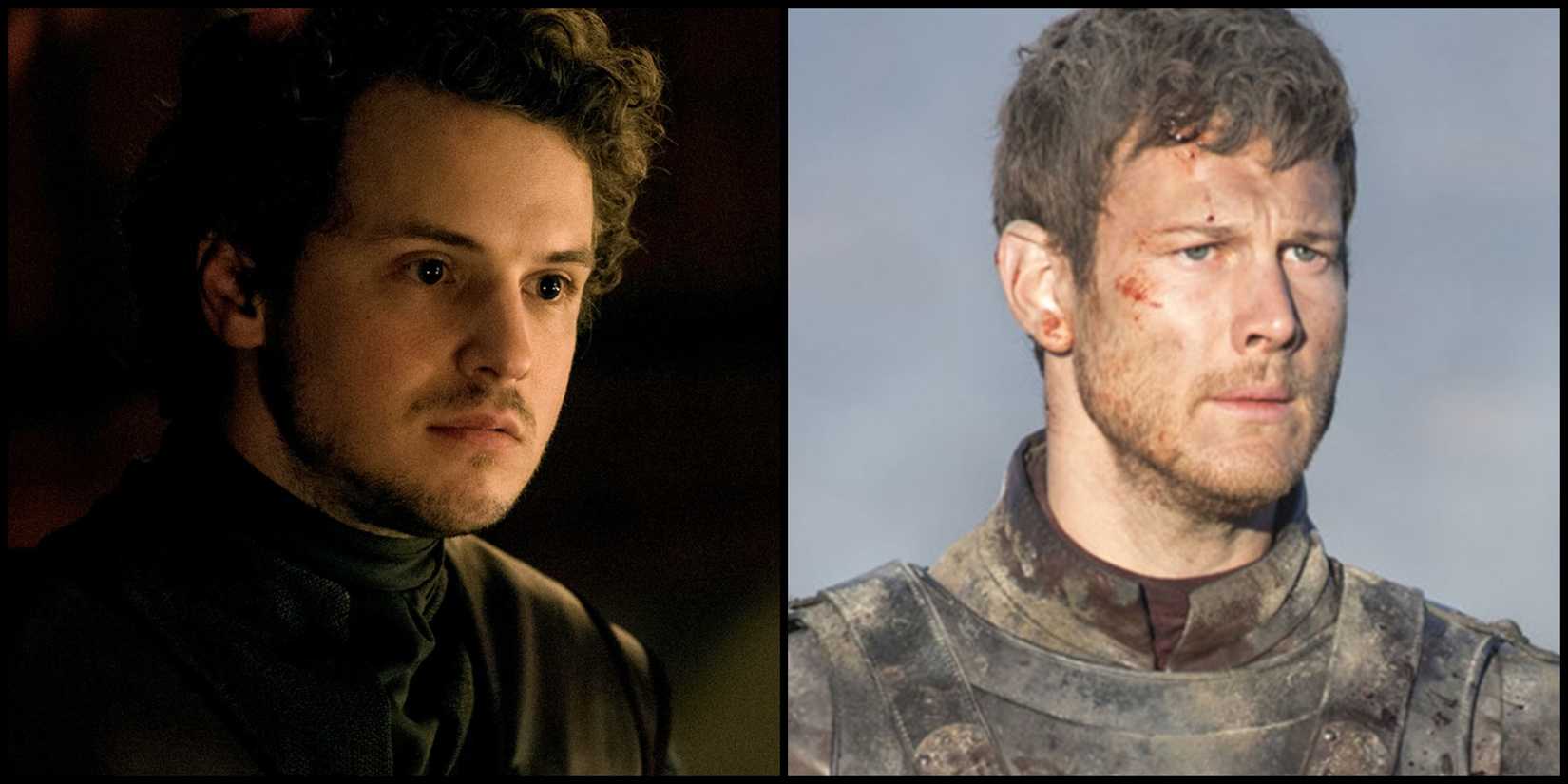 Split image of Freddie Stroma and Tom Hopper as Dickon Tarly in Game of Thrones
