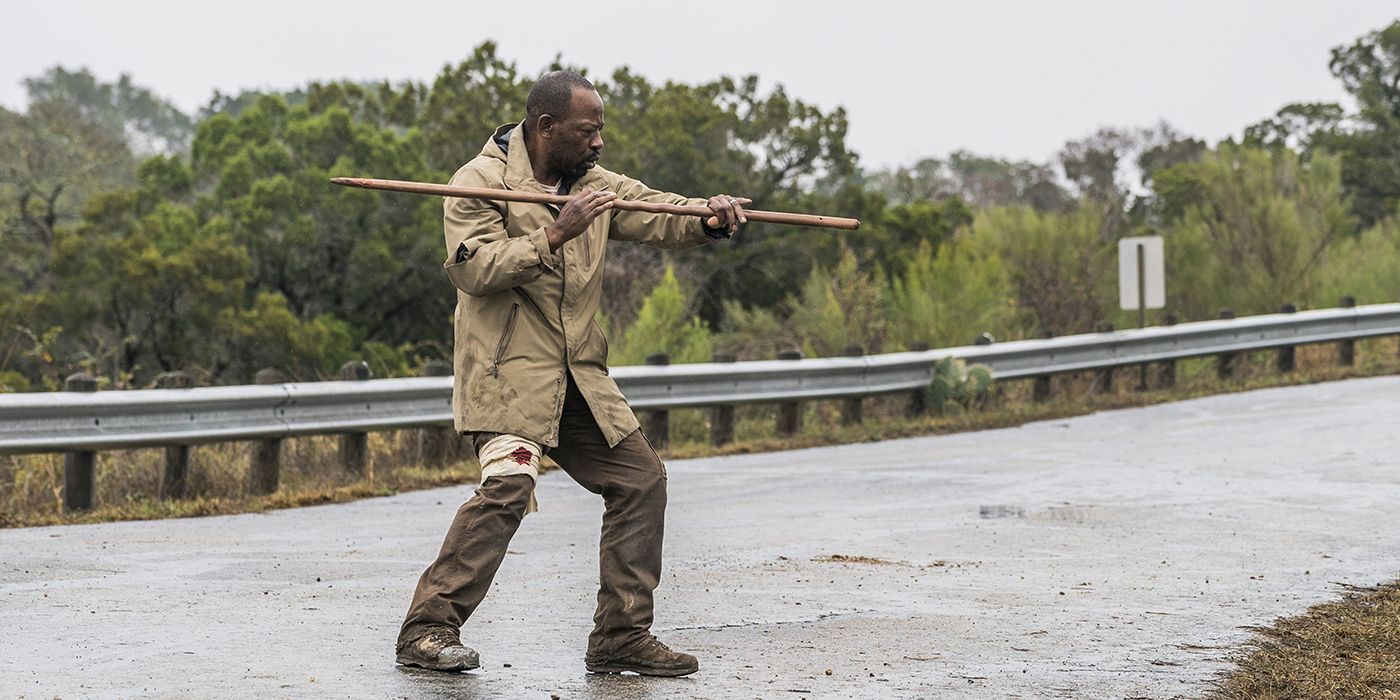 Lennie James as Morgan Jones using his bo staff in Fear The Walking Dead 