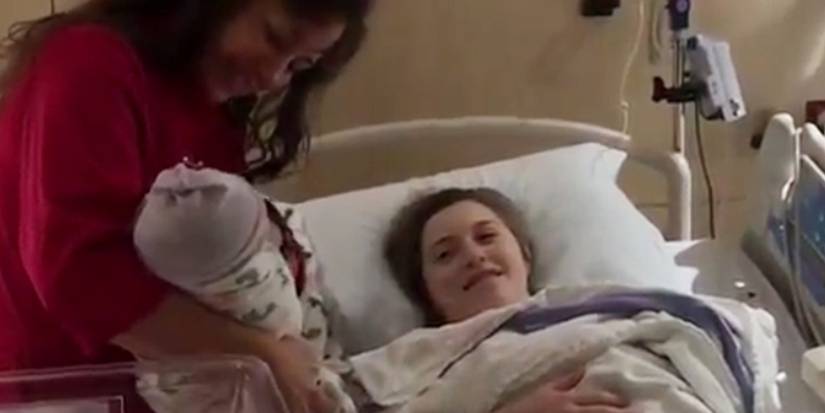 A child in a hospital bed in A Baby Story