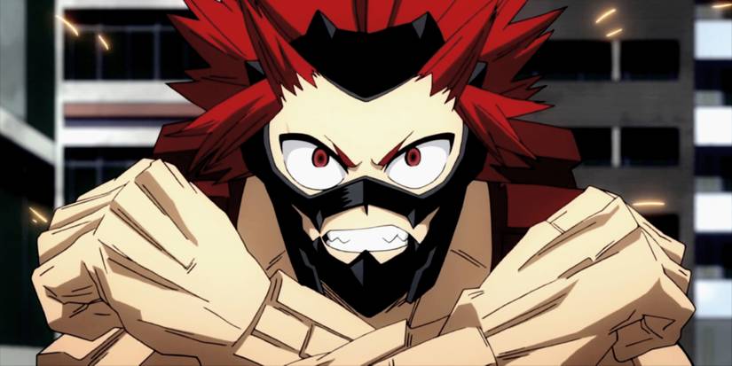 Ejiro Kirishima using his quirk in My Hero Academia.