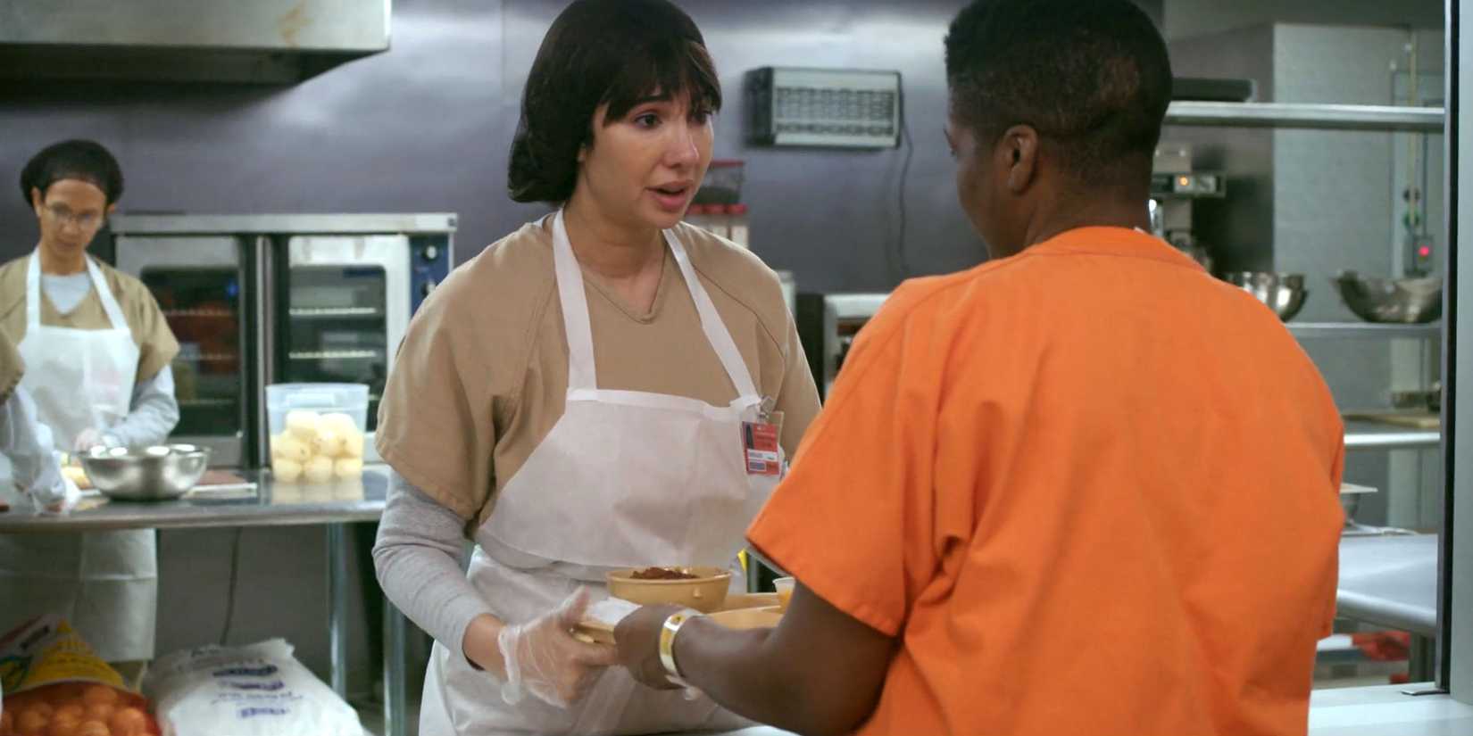 Flaca in the kitchen in Orange is the New Black.
