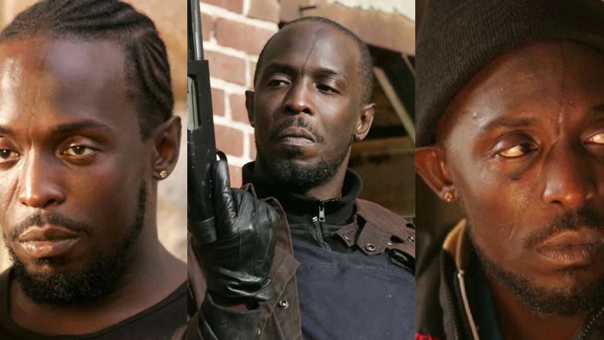Split image showing different sides of Omar Little, contemplative and ready for action