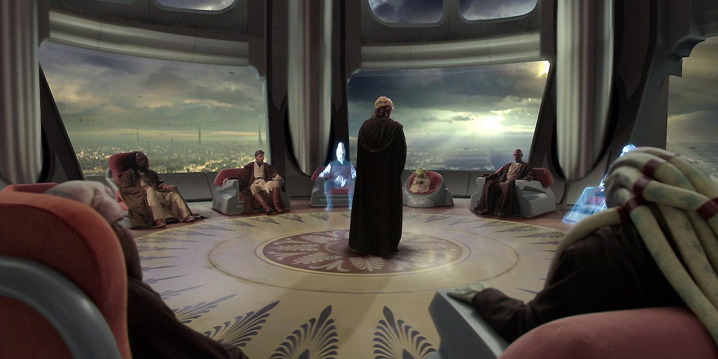 Anakin Skywalker está diante do Conselho Jedi em Star Wars: A Vingança dos Sith
