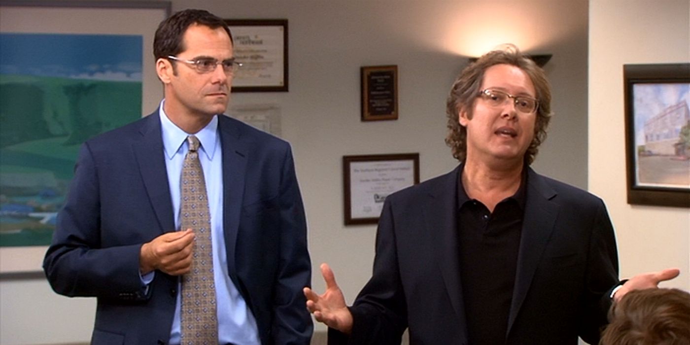 Robert California gives a talk in The Office