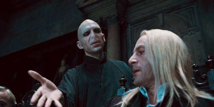Voldemort and Lucius Malfoy in Harry Potter