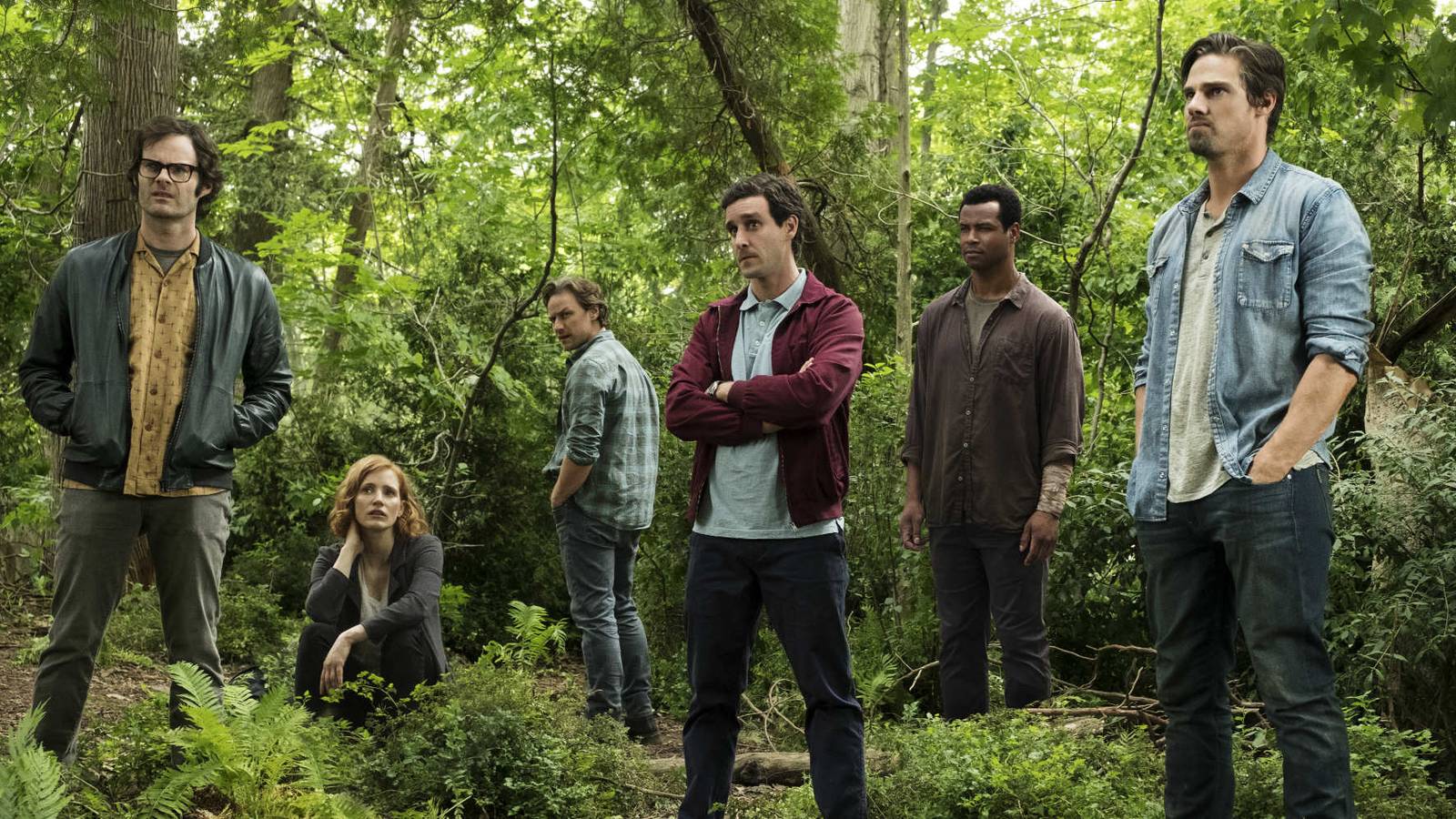 Bill Hader, Jessica Chastain, James McAvoy, James Ransome, Isaiah Mustafa and Jay Ryan in IT Chapter Two