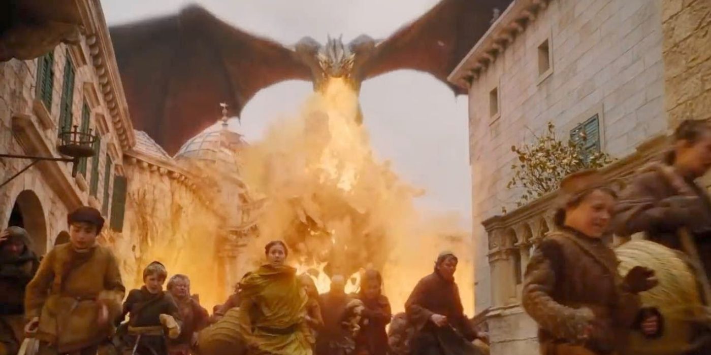 Drogon incendia Desembarco del Rey en el episodio 5 de la temporada 8 de Juego de Tronos. "llamadas"