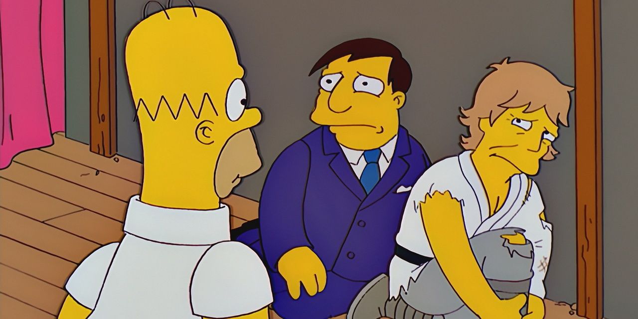 Homer Mayor Quimby and Mark Hamill as Luke Skywalker in the Mayored to the Mob episode on The Simpsons