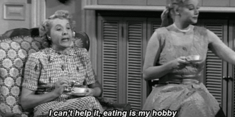 Ethel talking about her love of eating.