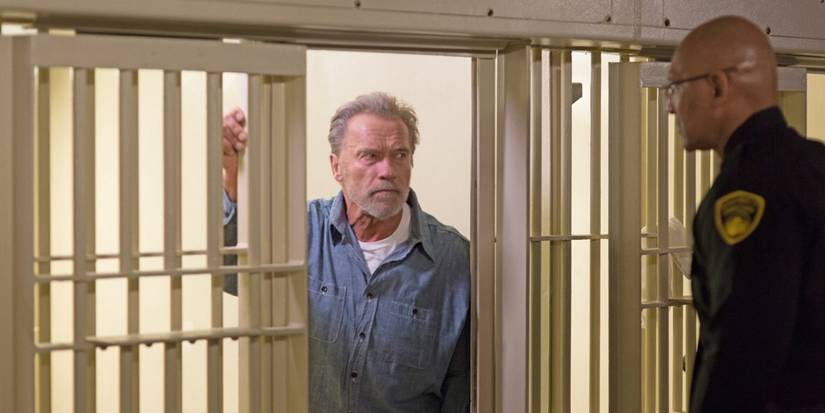 Arnold Schwarzenegger in a cell in Aftermath.