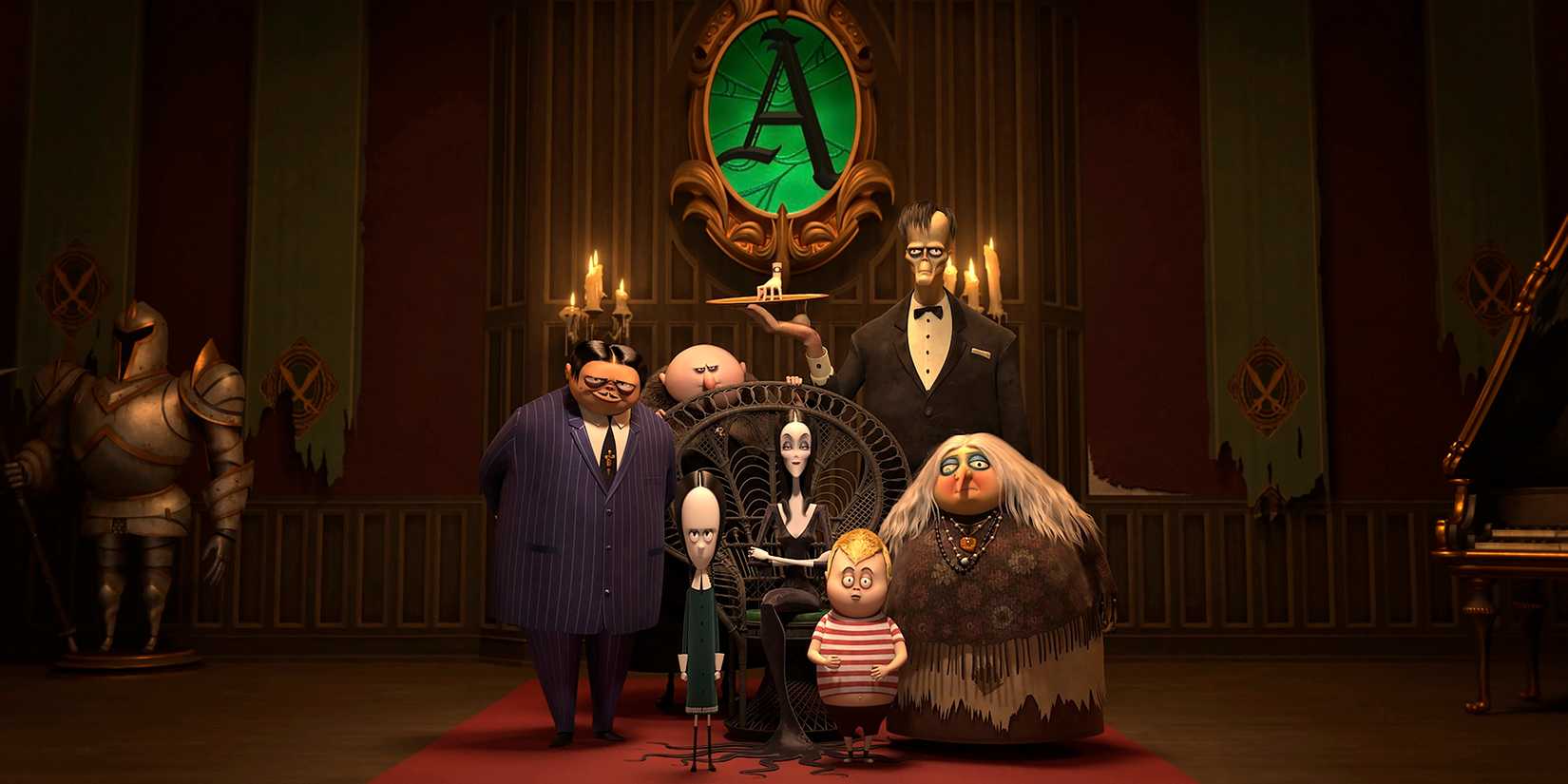 The Addams Family in a dark room in 2019