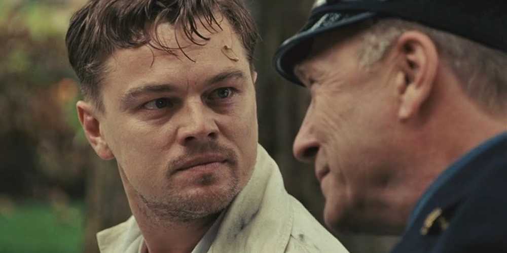 "Teddy" looking angry at the warden in Shutter Island