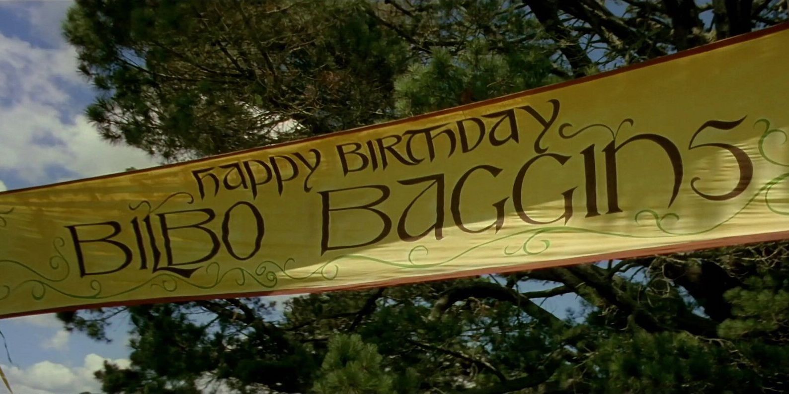 Bilbo Baggins' birthday banner in The Lord of the Rings The Fellowship of the Ring