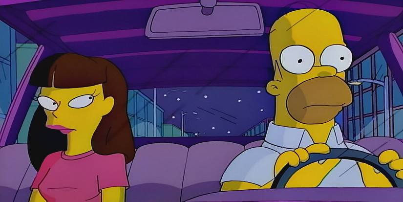Homer driving the babysitter home in Homer Badman