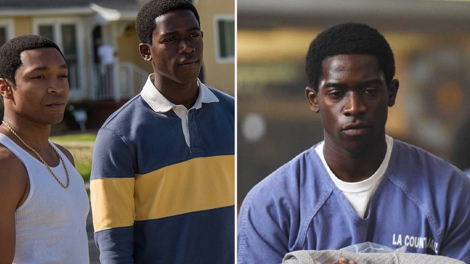 Imagen de la serie Snowfall, mostrando el logo y los personajes principales en una escena de acción