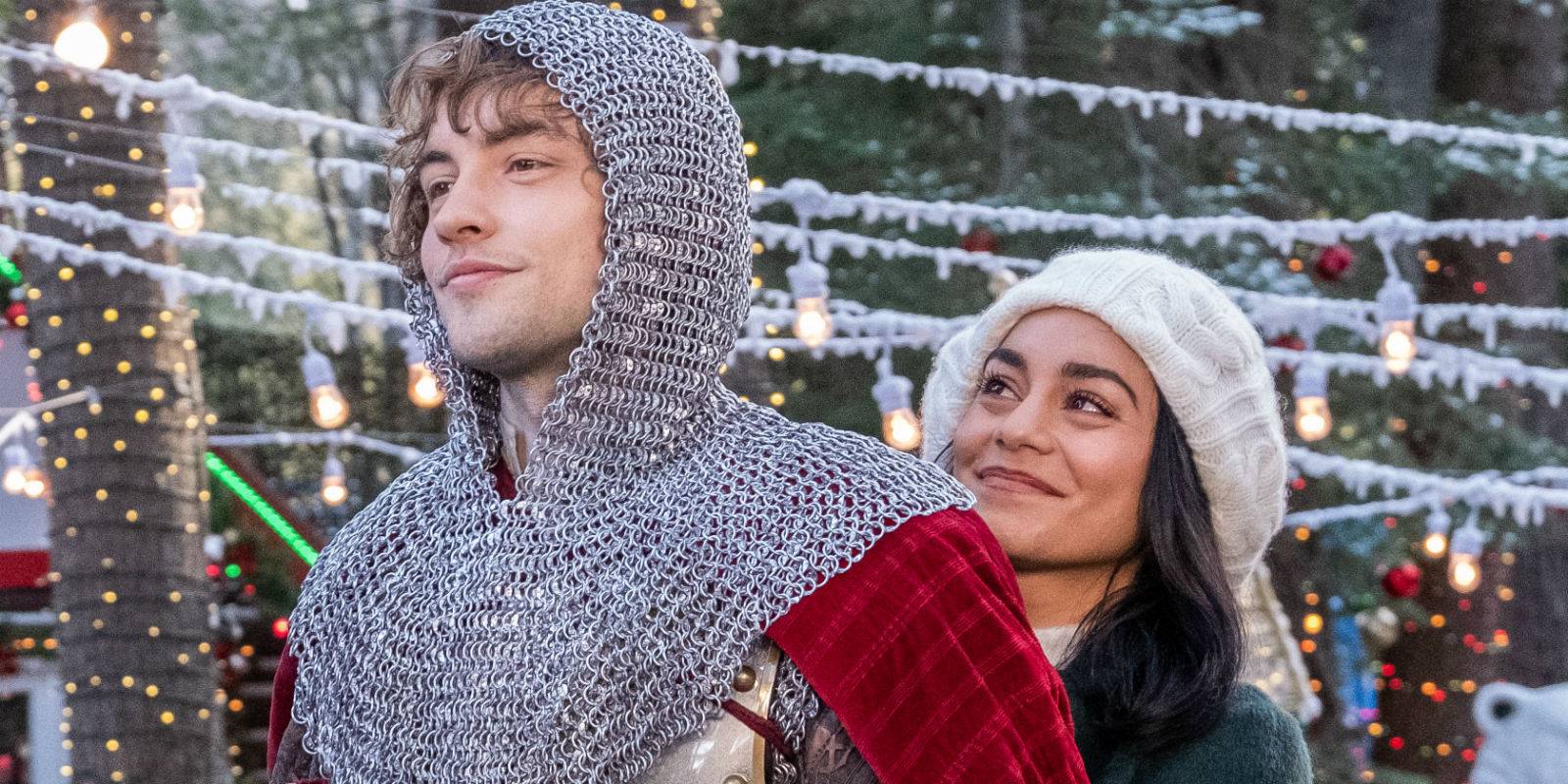 vanessa hudgens red dress knight before christmas Netflix Knight Before Christmas Sneak Peek