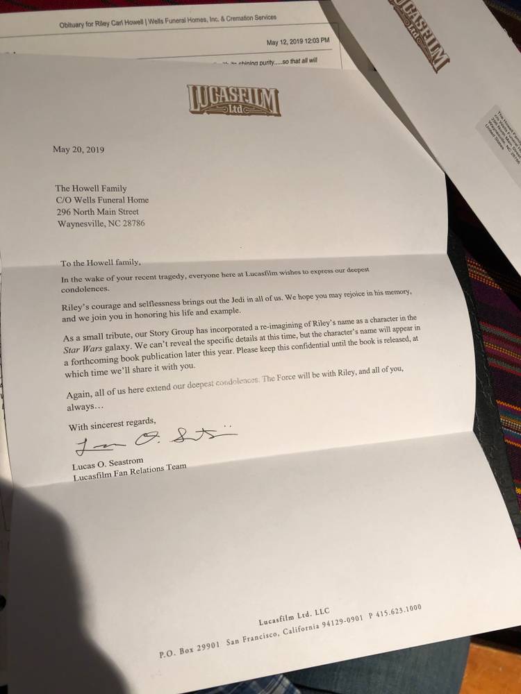 Lucasfilm letter