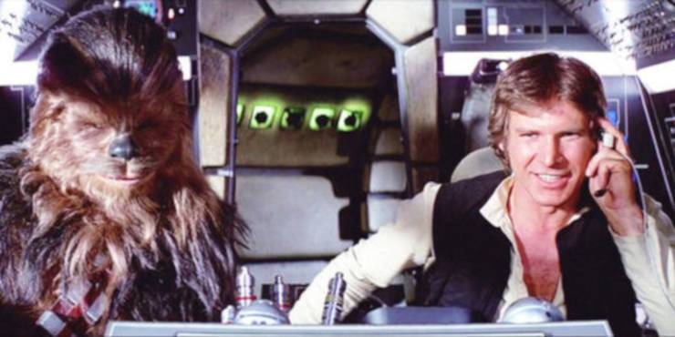 Star Wars Egy új remény Csubakka és Han Solo a Millenium Falconon