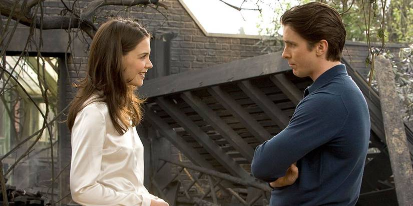 Katie Holmes and Christian Bale in Batman Begins
